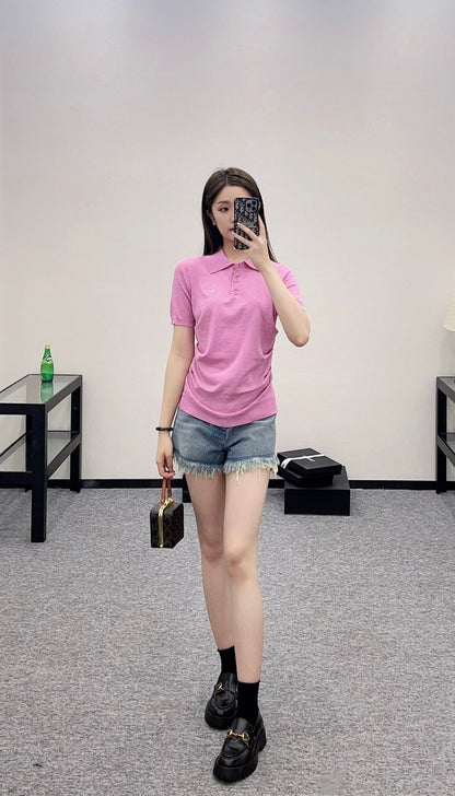 L*♥New arrival Knitted short sleeves