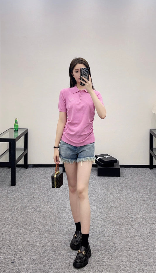 L*♥New arrival Knitted short sleeves