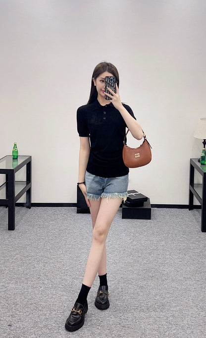 L*♥New arrival Knitted short sleeves