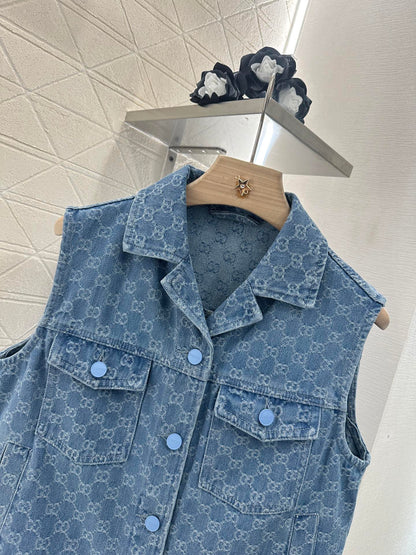 G*♥New Arrival Denim vest and shorts set