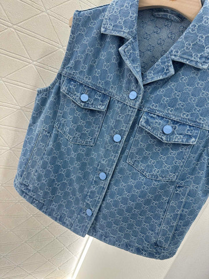 G*♥New Arrival Denim vest and shorts set