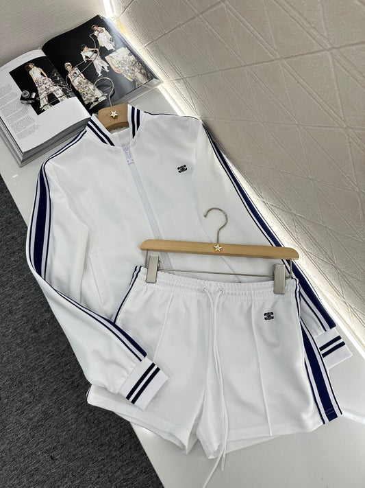 C*♥2025 new product Embroidered jacket and shorts set