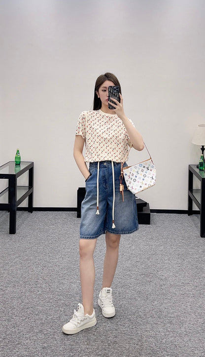 P 2025 new products Denim shorts