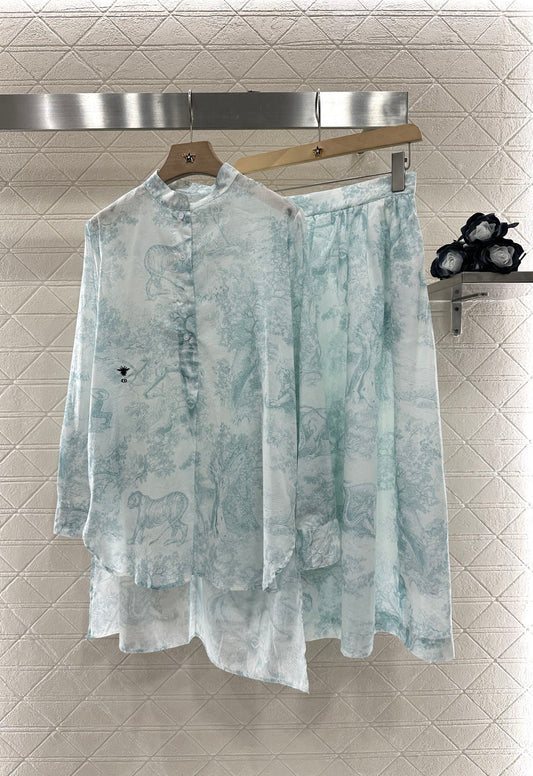 D*♥2025 new product Printed shirt and skirt set