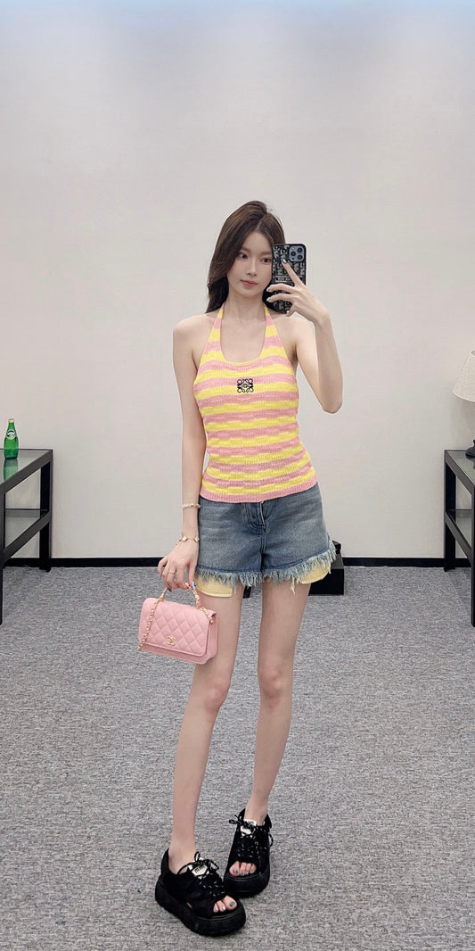 L*♥2025 new product Halter knitted vest