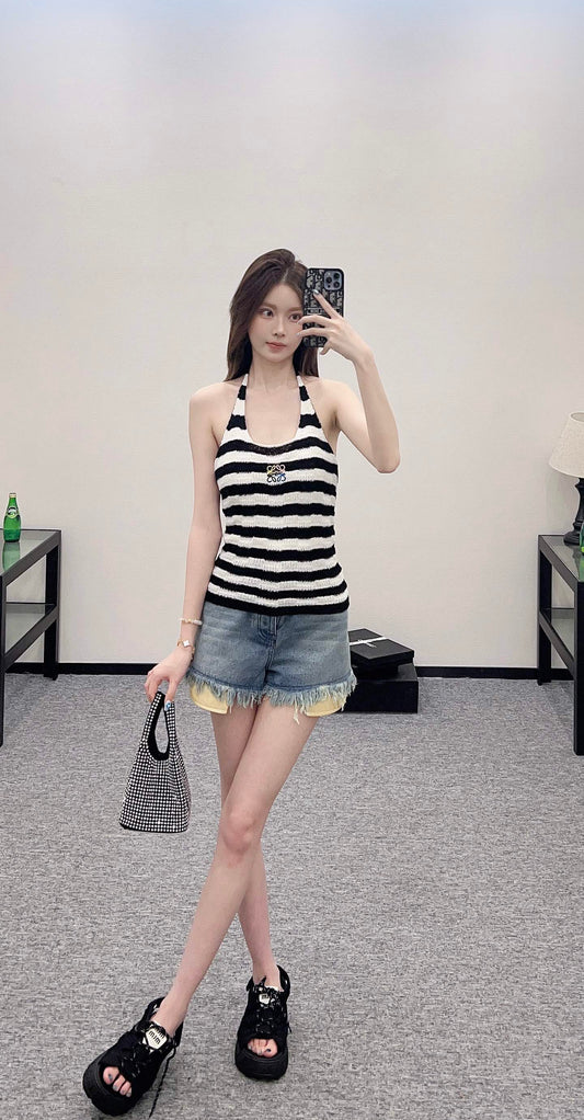 L*♥2025 new product Halter knitted vest
