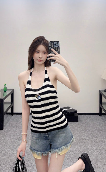 L*♥2025 new product Halter knitted vest