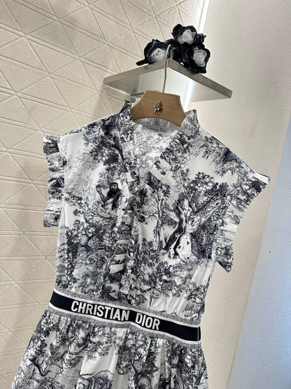 D*♥2025 new product Printed waist dress