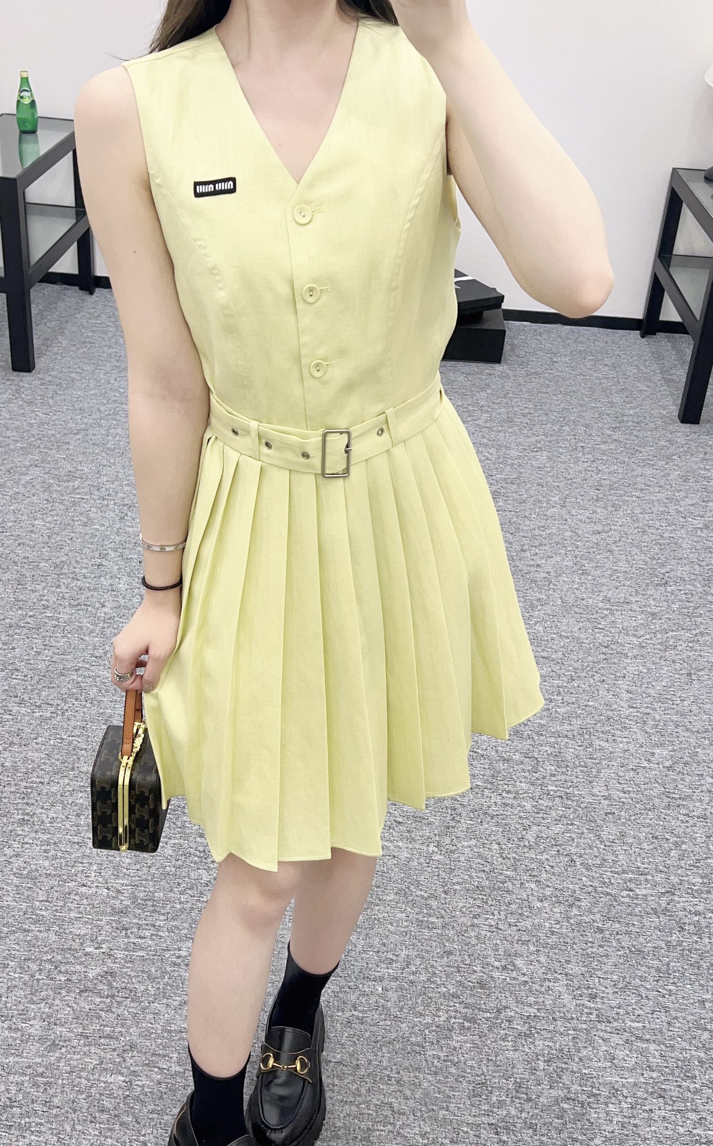 M 25 new product Belt pleated vest dress
