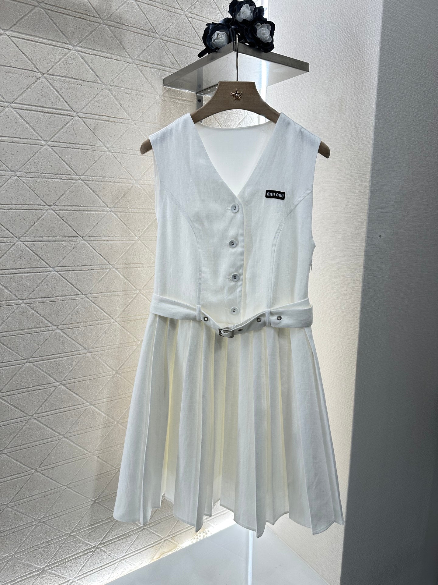 M 25 new product Belt pleated vest dress