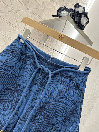 Z*♥New Arrival Embroidered Denim Shirt Shorts Set