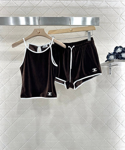 C*♥New Arrival Velvet Tank Top and Shorts Set