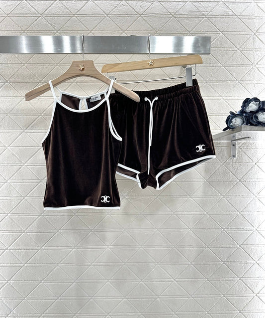 C*♥New Arrival Velvet Tank Top and Shorts Set