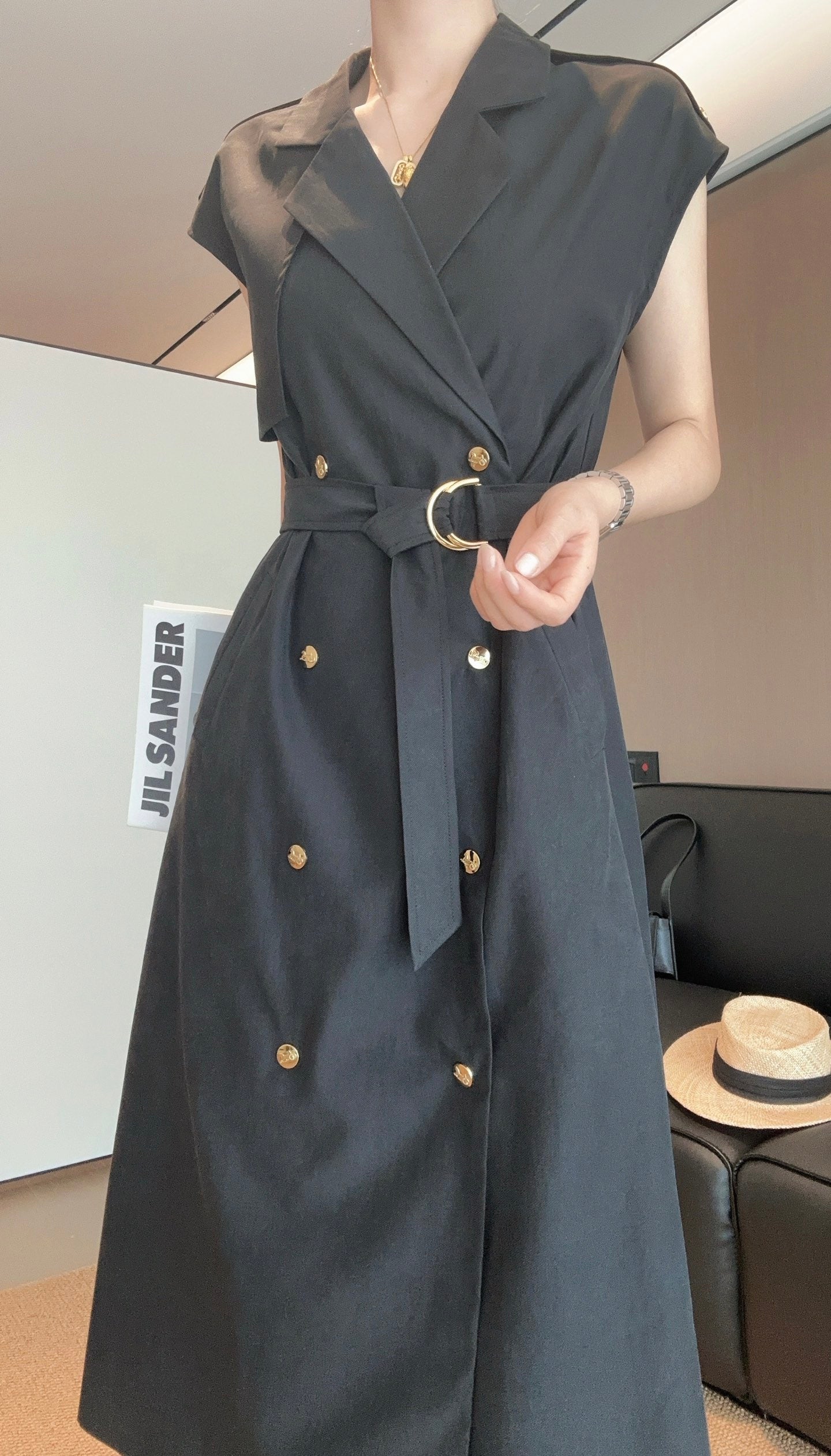 Ce*♥2025 New Style Trench Coat Style Waist Dress