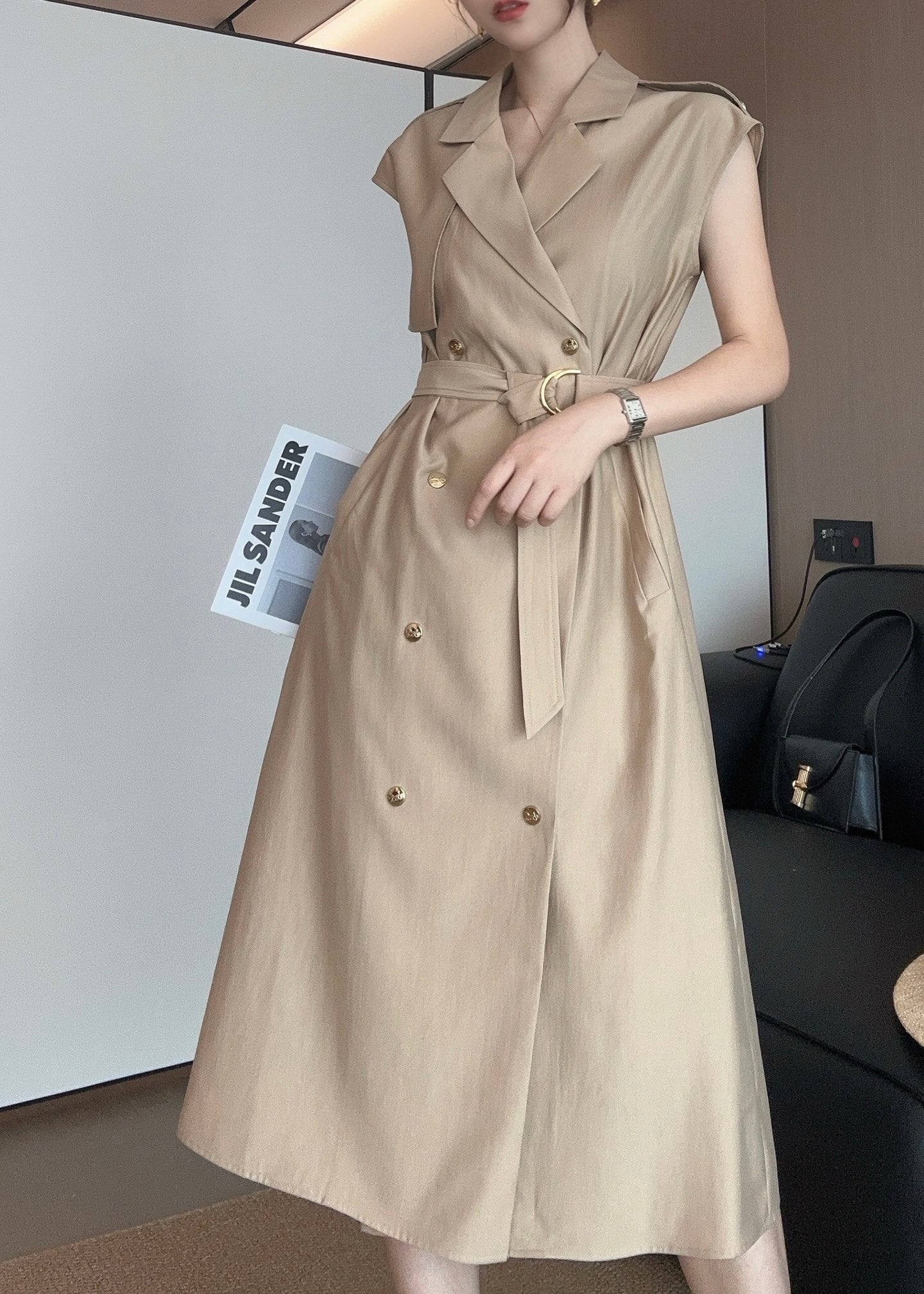 Ce*♥2025 New Style Trench Coat Style Waist Dress