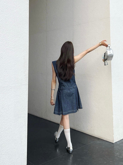 Mi*mi*♡²⁵ New belted denim sleeveless dress