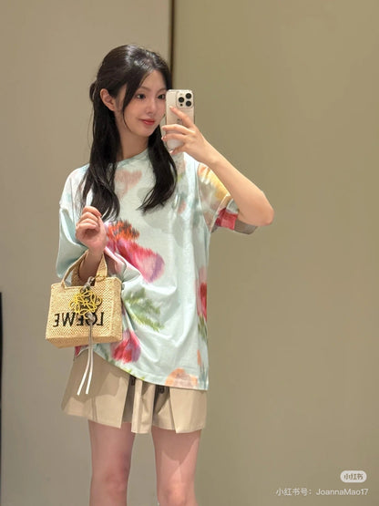 L*♥2025 new product Dyed flower short sleeves