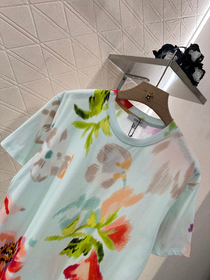 L*♥2025 new product Dyed flower short sleeves