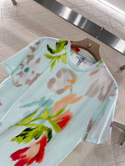 L*♥2025 new product Dyed flower short sleeves