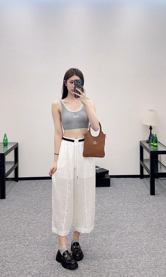 C 2025 new product Linen cropped pants