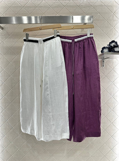 C 2025 new product Linen cropped pants