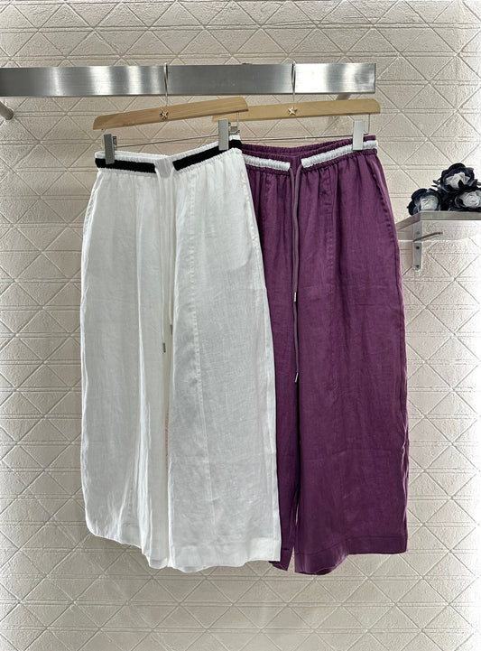 C 2025 new product Linen cropped pants