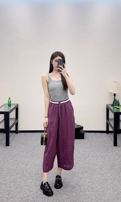 C 2025 new product Linen cropped pants