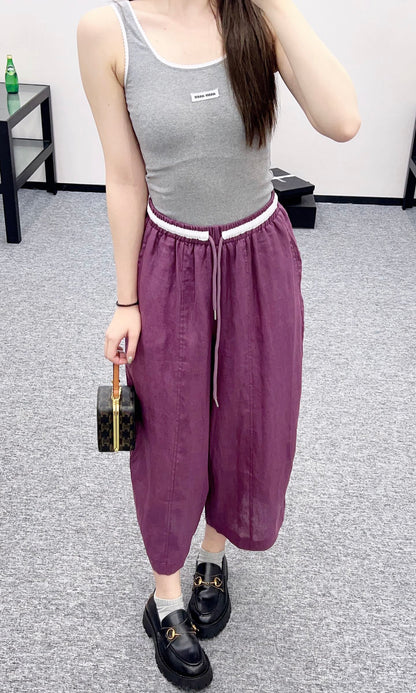 C 2025 new product Linen cropped pants