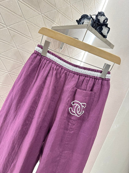 C 2025 new product Linen cropped pants
