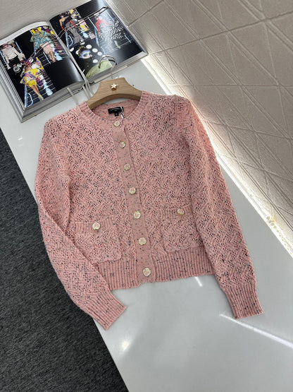 C 2025 new product Openwork knitted cardigan