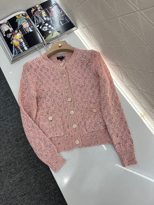 C 2025 new product Openwork knitted cardigan