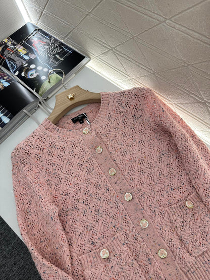 C 2025 new product Openwork knitted cardigan