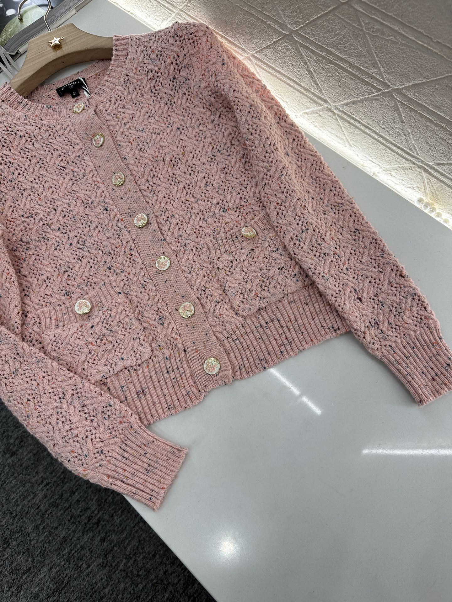 C 2025 new product Openwork knitted cardigan