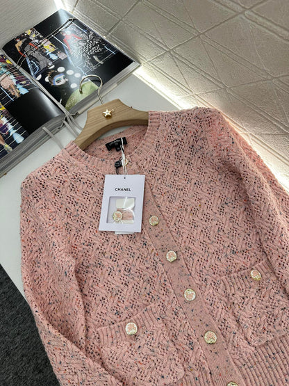C 2025 new product Openwork knitted cardigan