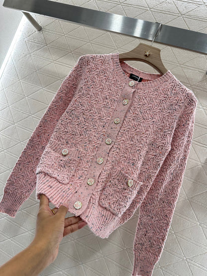 C 2025 new product Openwork knitted cardigan