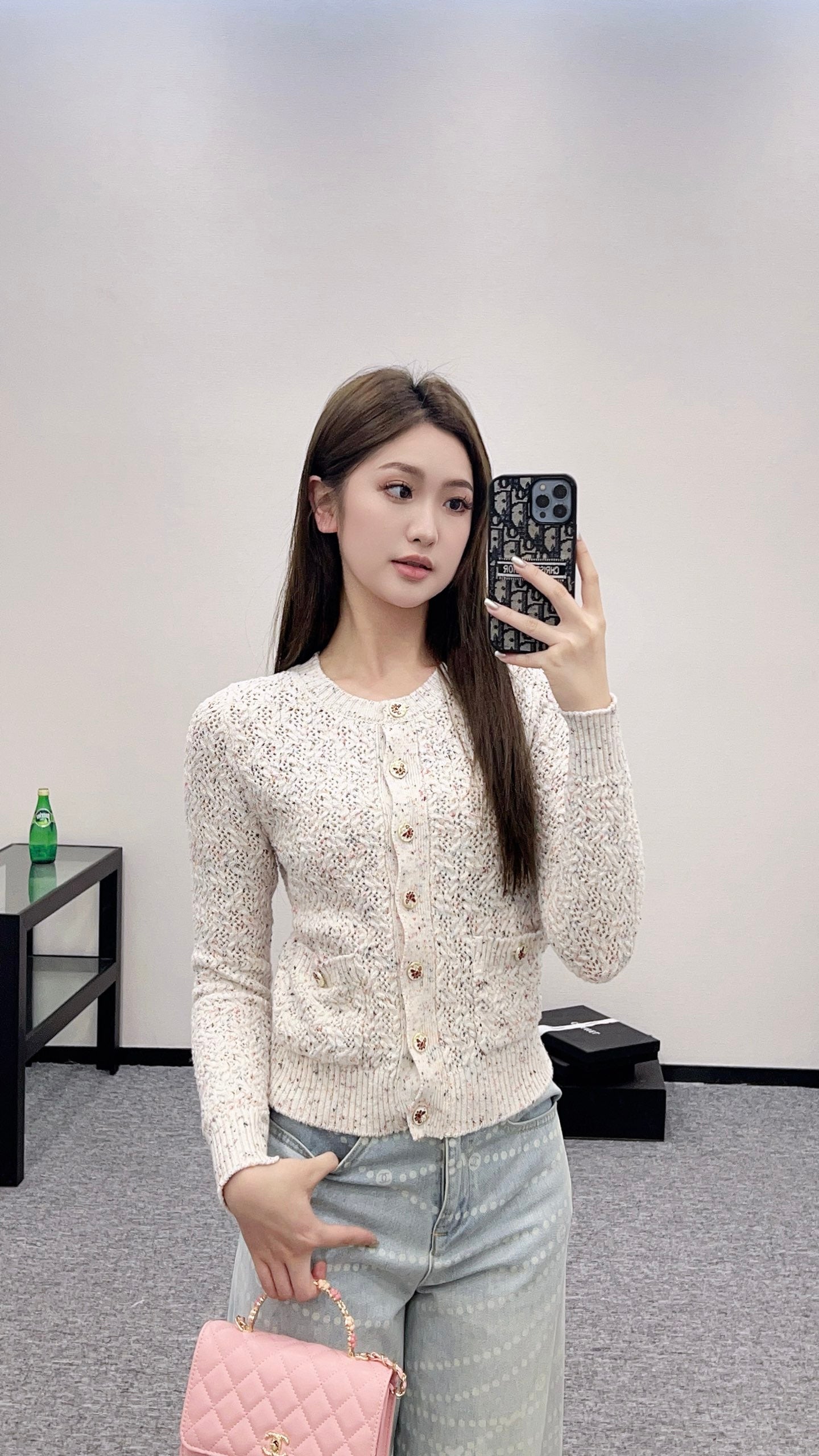 C 2025 new product Openwork knitted cardigan