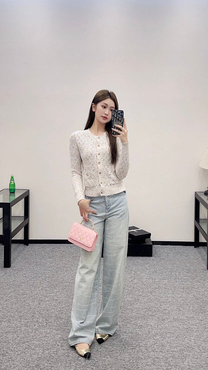 C 2025 new product Openwork knitted cardigan