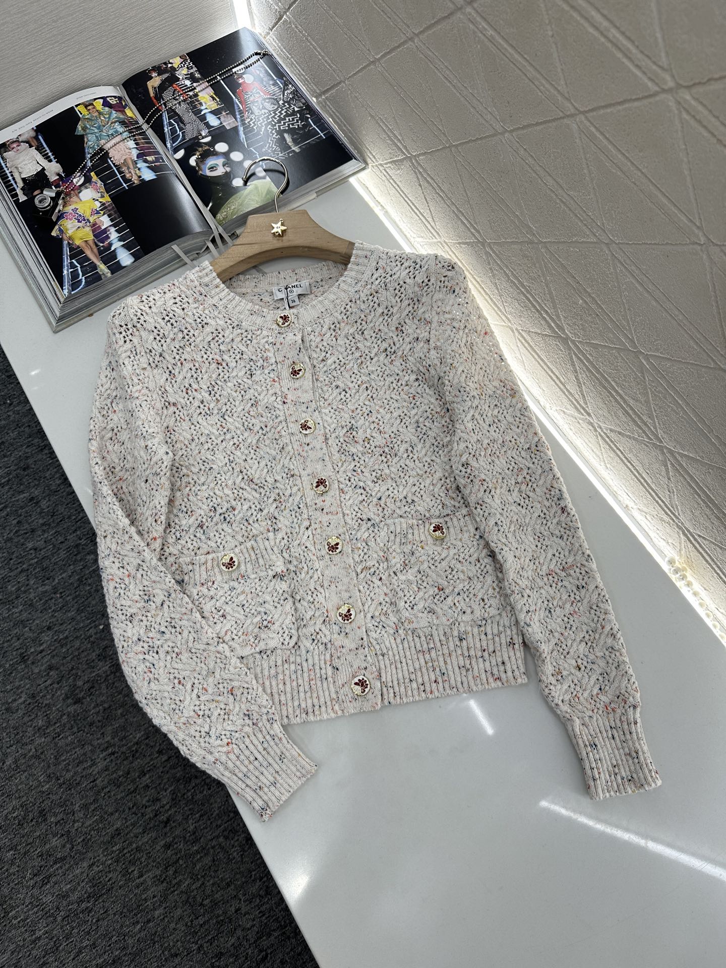 C 2025 new product Openwork knitted cardigan