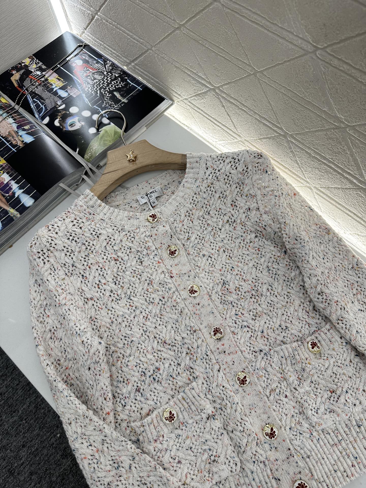 C 2025 new product Openwork knitted cardigan