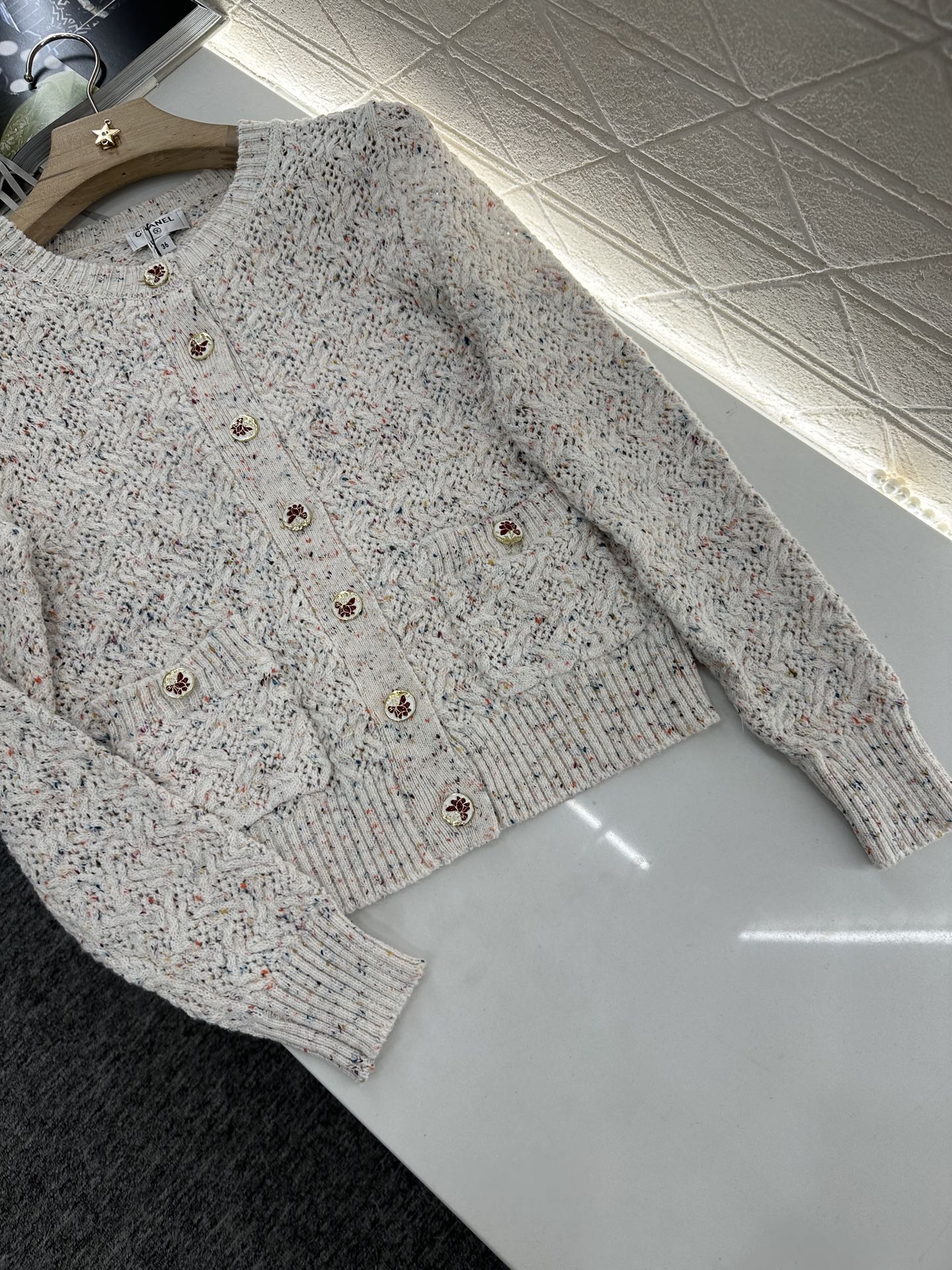 C 2025 new product Openwork knitted cardigan