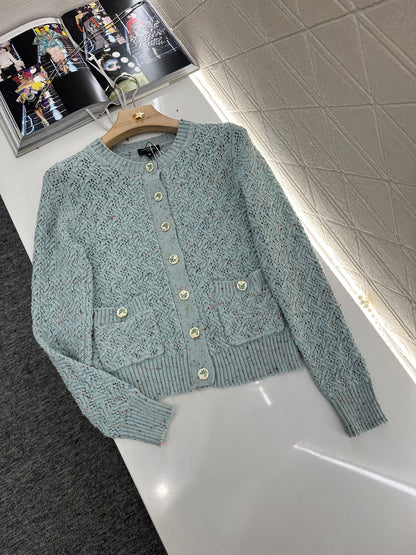 C 2025 new product Openwork knitted cardigan