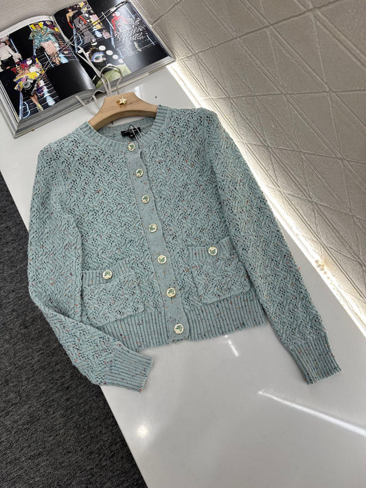 C 2025 new product Openwork knitted cardigan
