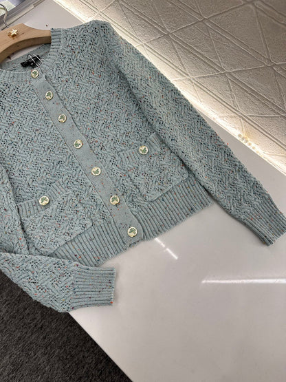 C 2025 new product Openwork knitted cardigan