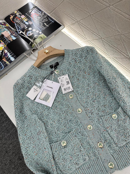 C 2025 new product Openwork knitted cardigan