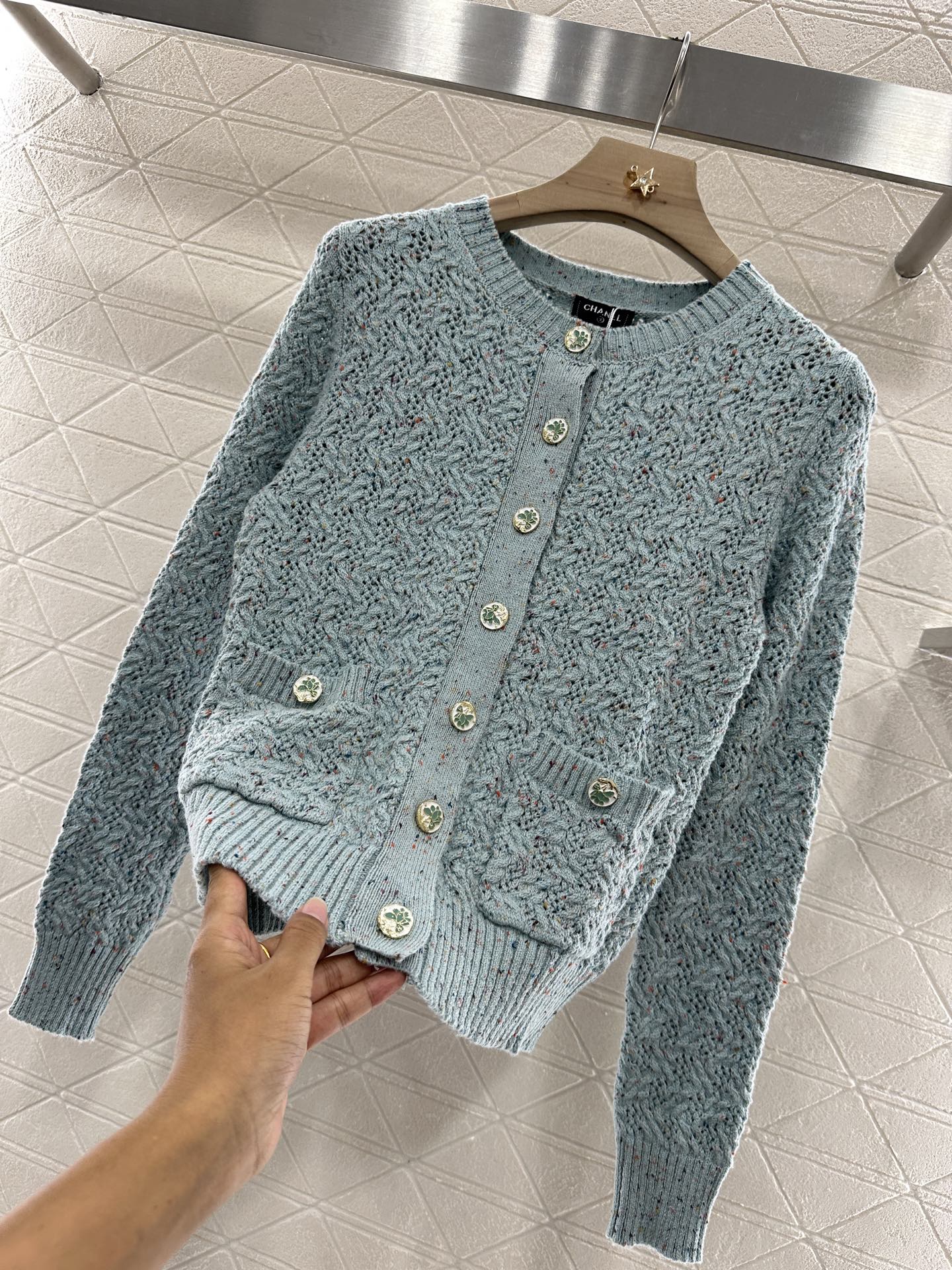 C 2025 new product Openwork knitted cardigan