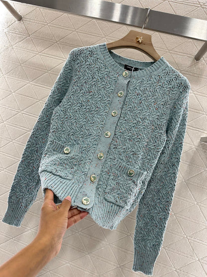 C 2025 new product Openwork knitted cardigan