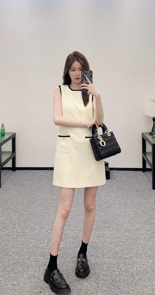 D 2025 new product Shoulder buckle vest dress