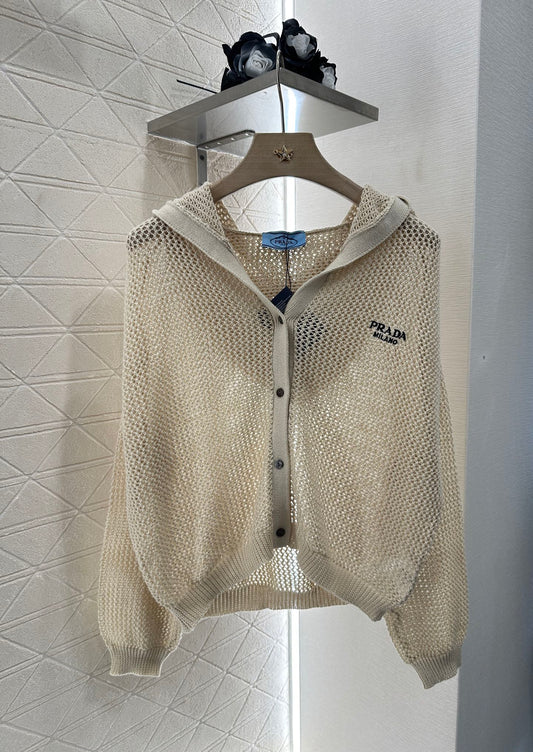 P 2025 new product Hooded knitted cardigan