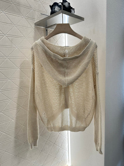 P 2025 new product Hooded knitted cardigan