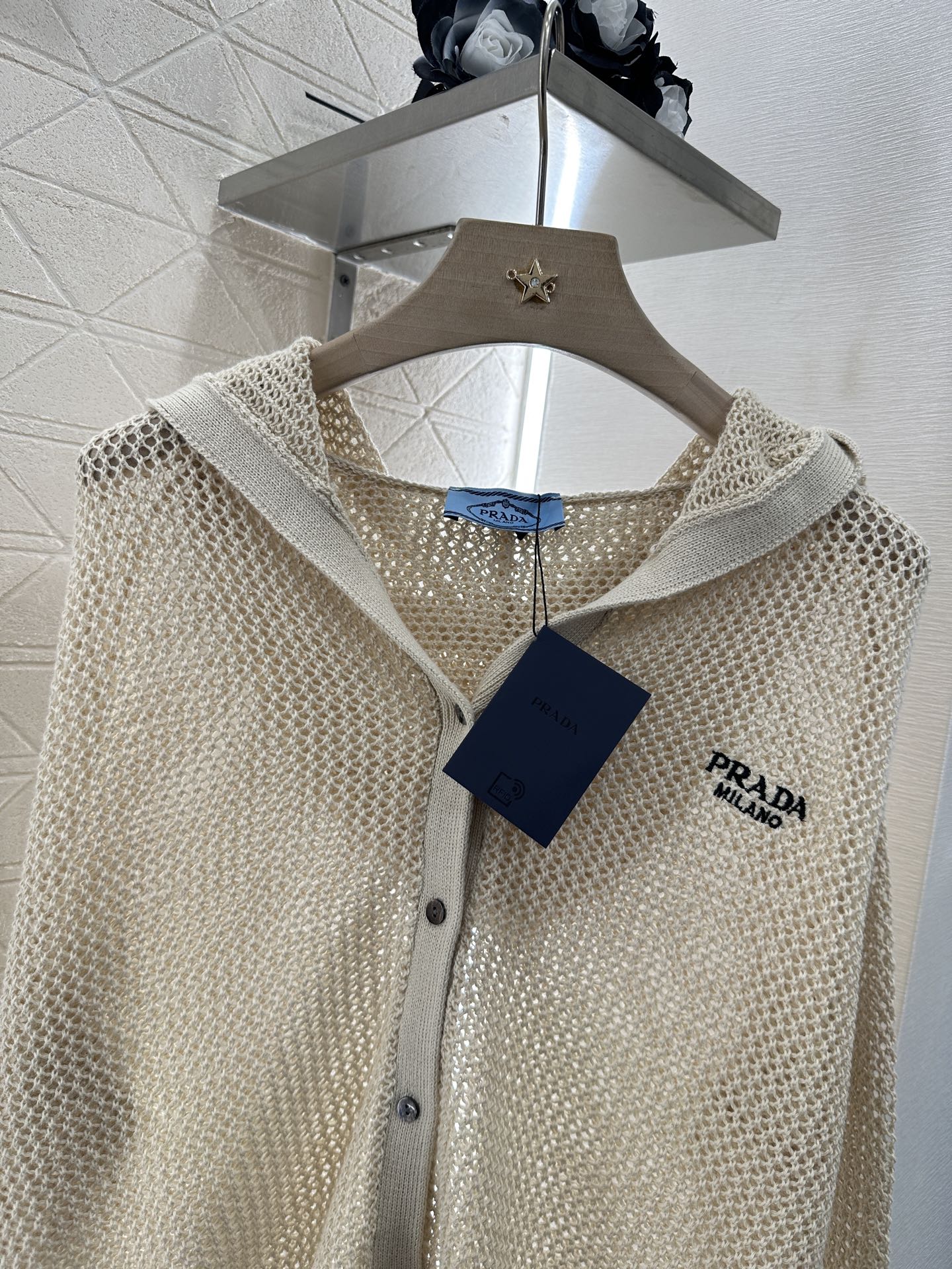 P 2025 new product Hooded knitted cardigan